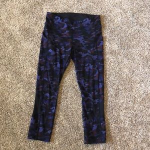 Purple camo crop leggings.